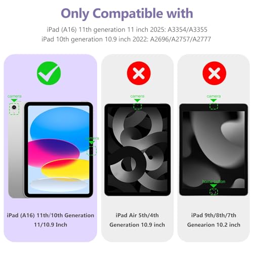 Image of Wenlaty Compatible with iPad (A16) 11th Generation Case 11 Inch 2025, for iPad 10th Generation Case 10.9 Inch 2022 with Pencil Holder, Trifold Stand Protective Clear Back, Auto Wake /Sleep, Lavender
