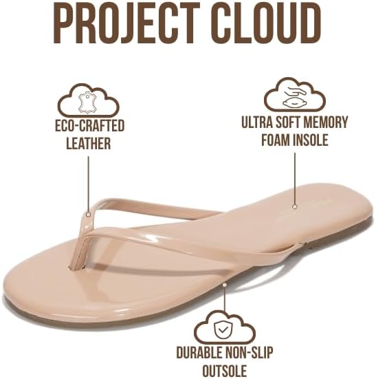Project Cloud Filp Flops for Women Footwear- Lightweight and Memory Foam Insole Sandals for Women 2026 - Durable Non-Slip Beach Essentials Flats for Women Sandals (Foundations, TAUPEPA, 5.5) - Image 2