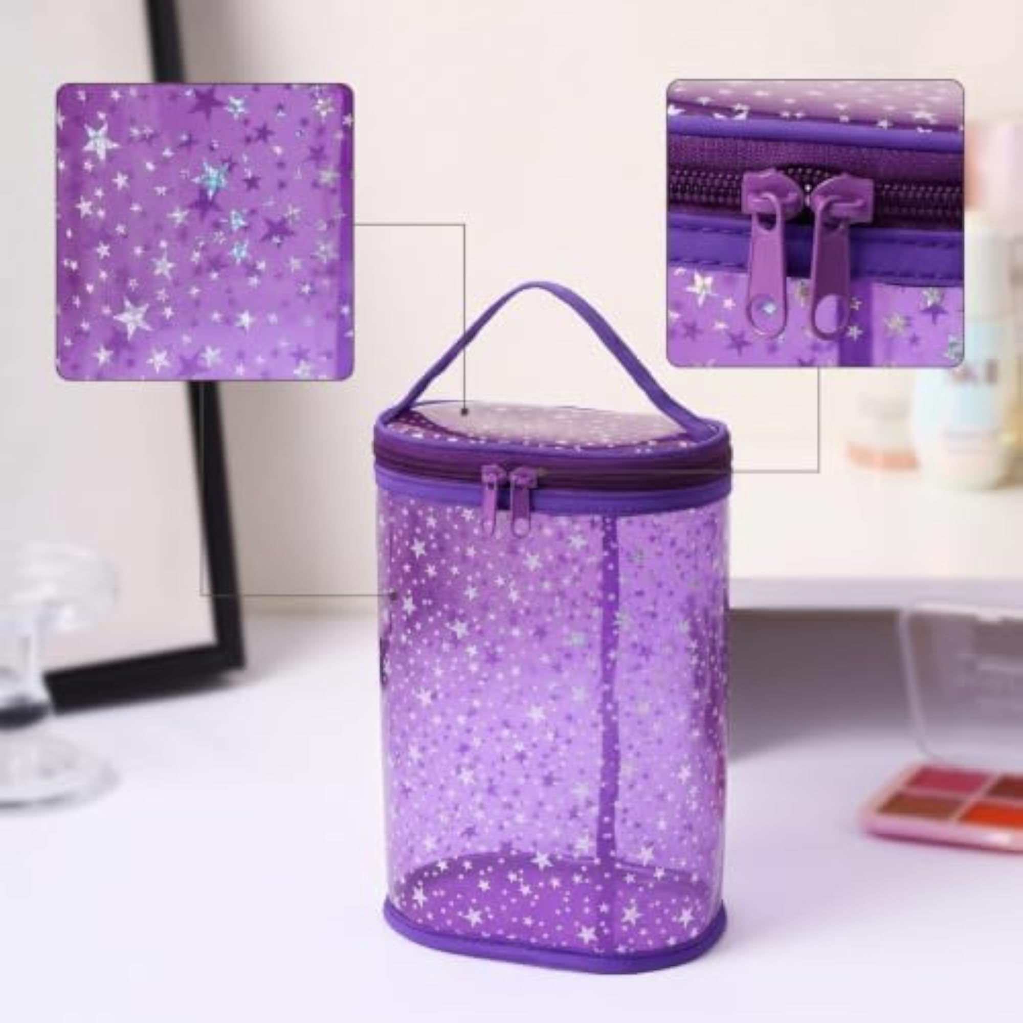 Waterproof Clear Makeup Bag with Handle, Lightweight Travel