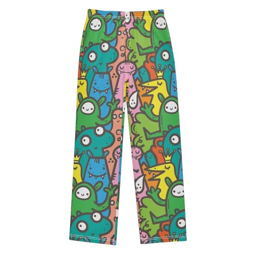 visesunny Boys' Pants Cute Cartoon Creature Jogger Pants Elastic Waist Long Bottoms Trousers with Pockets S