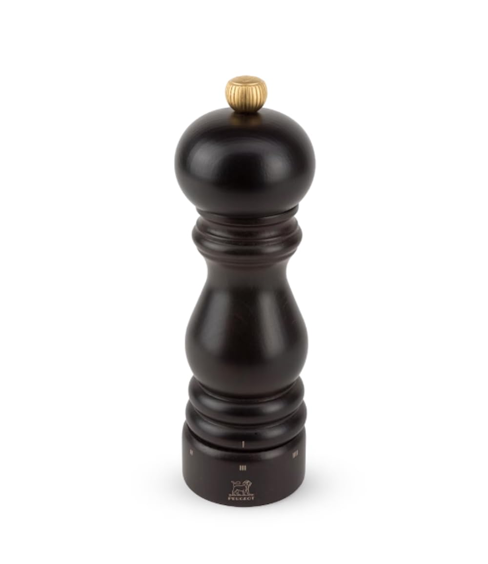 PEUGEOT - Salzmühle Paris u‘Select 18 cm - 6 voreingestellte Mahlgrade - Innovatives Zirlion-Mahlwerk für pulverfeines Salz - Aus PEFC-zertifiziertem Holz - Französisches Know-how - Schokoladenfarben