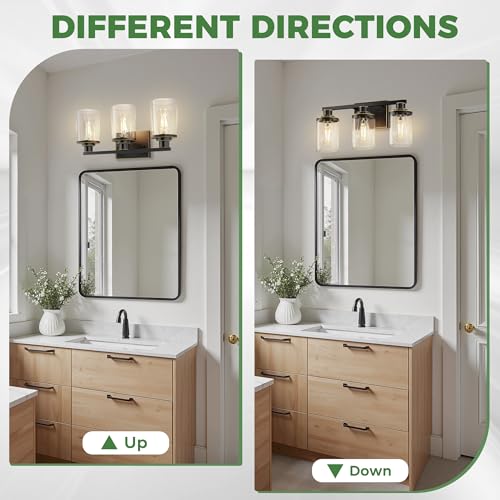 Image of DORESshop Bathroom Vanity Light Fixture Over Mirror Black with Gold Trim