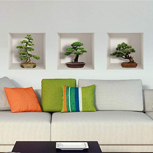 Stickers muraux Chambre Adulte - Adhesif Mural Effet 3D | Sticker Mural - Autocollant Mural Bonzaïs - Stickers Muraux Cuisine - Décoration Murale Trompe...