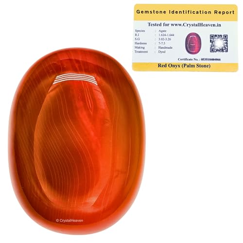 Image of Red Onyx Crystal Palm Pebbles Stones for Anxiety Stress Relief Massage - AAA Grade Original Healing Gemstone Agate Palm Stone for Yoga Meditation Spiritual Reiki Feng Shui