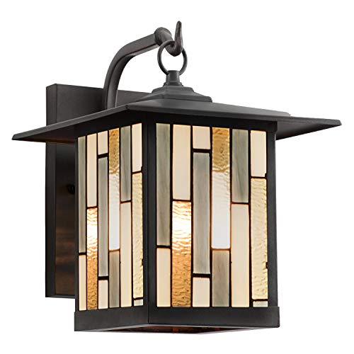 River of Goods 11.75 Inch High Mission Style Stained Glass Outdoor Light Fixture, Tilda