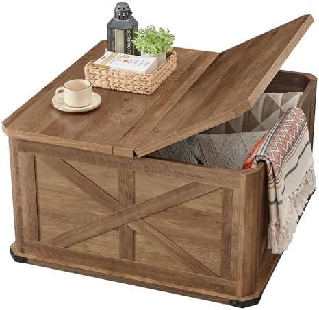 VASAGLE LIRY Collection - Farmhouse Coffee Table with Storage, Sq...