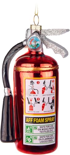 BRUBAKER Feuerlöscher Weihnachtskugel aus Glas - Handbemalt und...