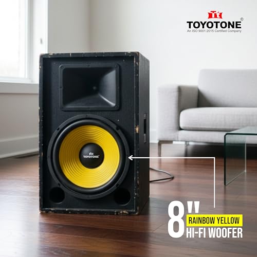 Image of 8 inch Inch Rainbow Yellow Stereo HI-FI Woofer Speaker | Copper Coil | Impedance 4 Ohms | 90 * 17MM Magnet | 40 Watt for Car and Home Audio System (Pack of 1)