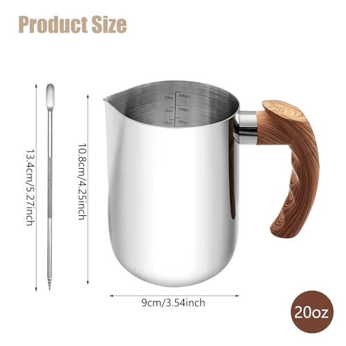 image for QYQRQF Milk Frothing Pitcher, 20oz Milk Frother Cup 304 Stainless Stee