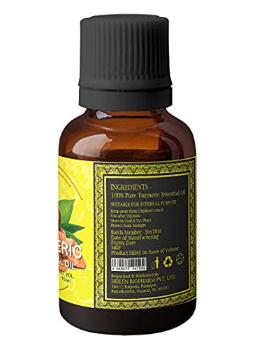 Image of Heilen Biopharm Turmeric Essential Oil - 15 mL Bottle I Pack of 1,Natural and Nourishing for Healthy Skin and Hair (Curcuma longa)