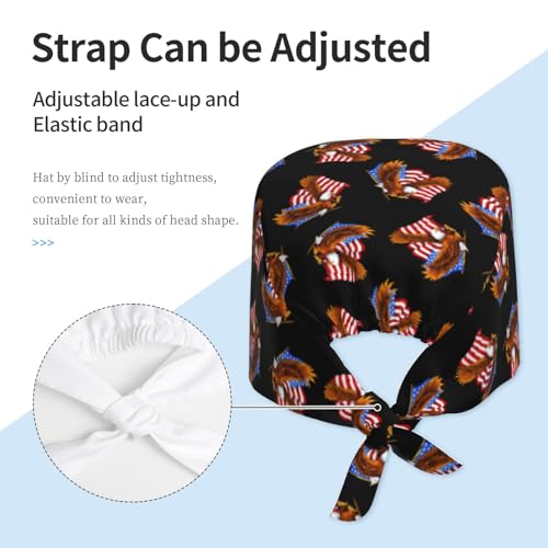 Image of Working Cap Scrub Cap with Sweatband Adjustable Unisex Women Tie Back Hat Nurse Surgical Caps