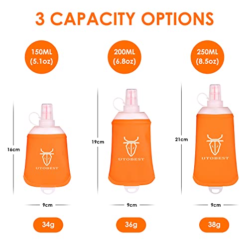 UTOBEST Soft Flask Running Water Bottle Collapsible Water Bottle for Trail Running Hydration Pack Hiking Cycling Climbing 200ML - Image 2