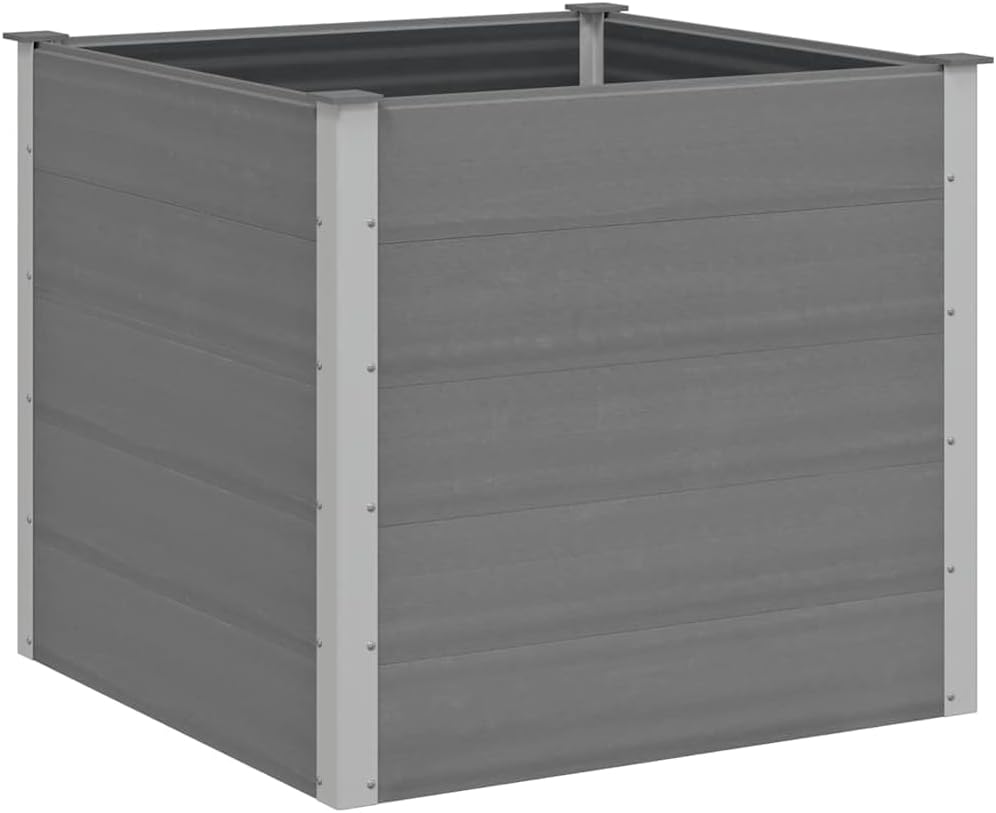 vidaXL Gray Garden Raised Bed WPC 39.4"x39.4"x35.8" - Durable, Weather, Wood-Plastic Composite, Easy Assembly for DIY Gardening