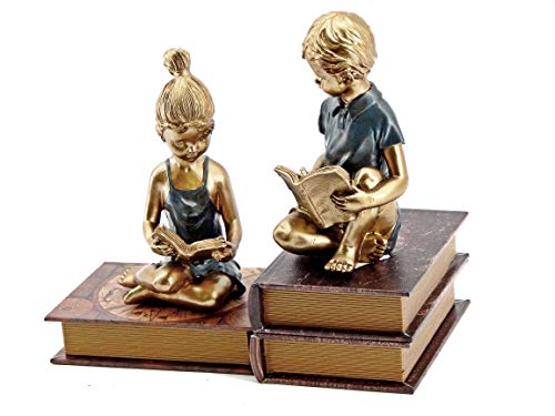 Bellaa 22951 Boy Girl Bookends Studious Reading Scholar Bookrack Book End 8 Inch #TOP2