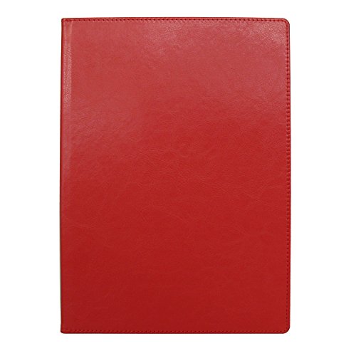 手帳カバー A5 レッド ノートカバー ブックカバー 無地 横開き 合皮 手帳式 PUレザー