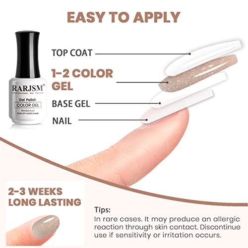 RARJSM Nude Glitter Gel Nail Polish Cashmere Brown Iridescent Shimmery Jelly Gel Polish Neutral Color Skin Tone 15ml Sparkle Rainbow Pigment Gel Soak off UV LED Cured for Home Salon DIY Nail Art