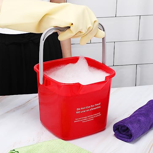 Image of Lallisa 12 Pcs 3 Quart Cleaning Bucket Small Sanitizing Square Bucket Detergent Pail for Home Office Commercial Restaurant Kitchen Bathroom School (Red)