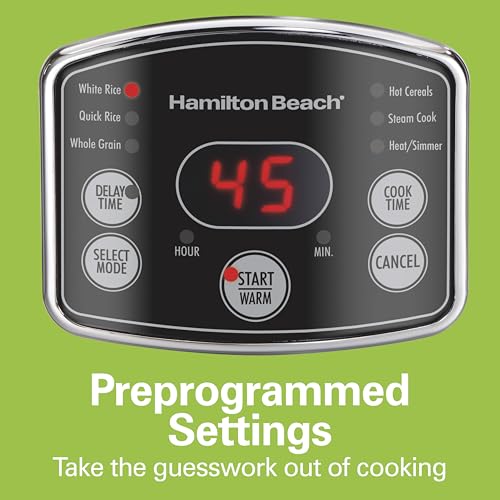 Hamilton Beach (37548) Rice Cooker, 7 Cups uncooked Resulting in 14 Cups Cooked with Steam & Rinse Basket