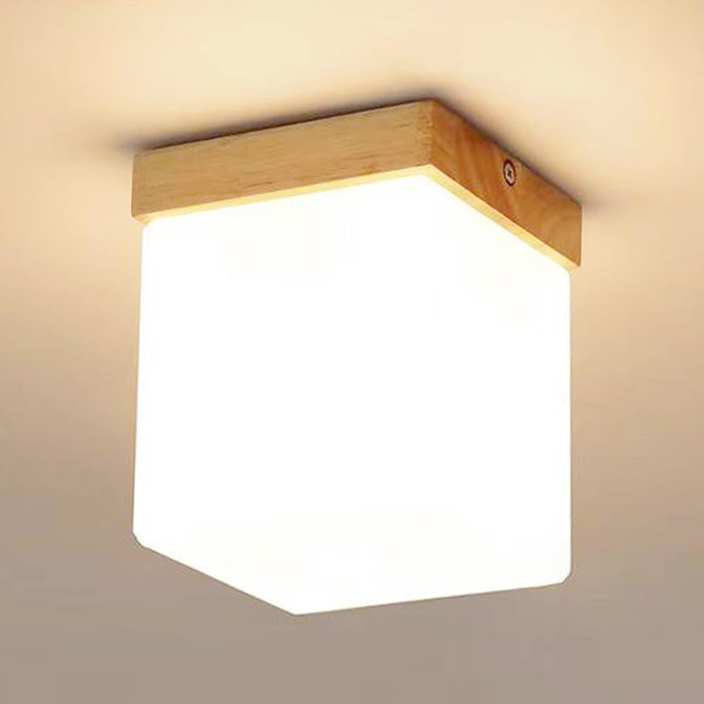Plafonnier japonais minimaliste en bois massif pour une ambiance chaleureuse et sereine