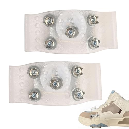 Tacos de tracción de hielo antideslizantes – 2 crampones para botas de senderismo | 5 pinchos, tacos de tracción de nieve, agarres de hielo de montañismo, botas de hielo para mujeres y hombres