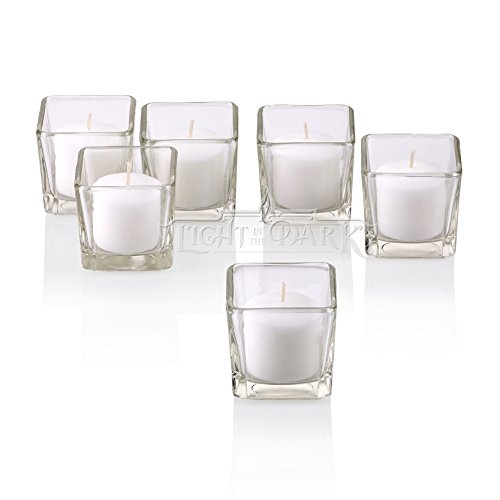 PARNOO Votive Candle Holders Bulk Set of 24 - Glass Votive Tealight Holders - Perfect for Wedding Centerpieces, Home Decor (Square Clear)