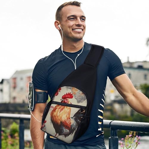 Morrales de senderismo sling bag con pintura Animal Chicken miniatura 3