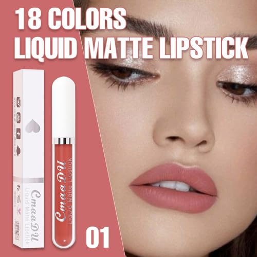 Image of evpct 1Pcs Nude Pink Liquid Matte Lipstick Lipgloss Set for Women, labiales mate 24 horas originales matte larga duracion 24 Hour Lipstick Lip Stains Long Lasting Waterproof 24, 01#