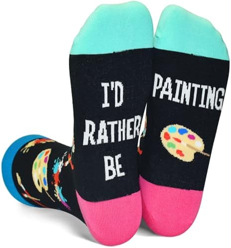 Funny Painting Gifts for Women Girls Artist Art Teacher Student, Novelty Art Socks Gift Idea