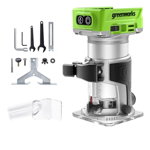Greenworks 24V Compact Cordless Wood Router, 5 Variable Speed, 30000 RPM, Lightweight, Tool Only