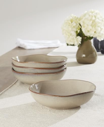 Image of Oneida Organic Shades Oatmeal Stoneware Pasta Bowl Set for 4, 34.5oz