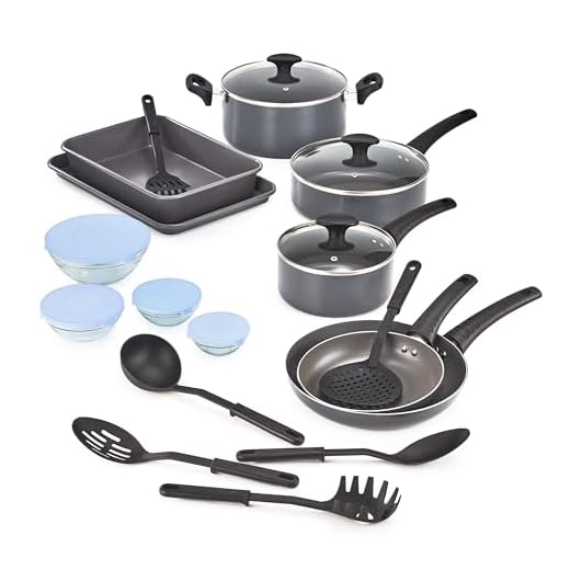 bella Set di pentole antiaderenti bella con coperchi in vetro - Pentole e padelle in alluminio, ciotole e utensili da cucina, compatibili con tutti i tipi di fornelli, 21 pezzi, colore nero