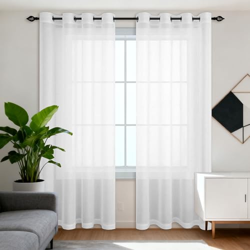 ZJUNLI Rideaux Voilage Transparent 170 x 170 cm Bloquer Soleil Anti UV Organza Tulle avec Oeillets...