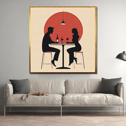 Décoration de chambre moderne avec tableau minimaliste pour couple et peinture sur toile carrée