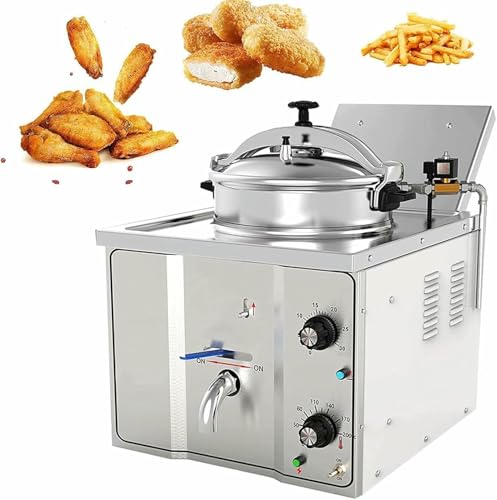 FKINGLRK Freidora eléctrica de 16 L, freidora de encimera Comercial de 3000 W con Cesta y depósito de Aceite, freidora a presión para Pollo y Pescado con Ajuste de 50 a 200 °C.