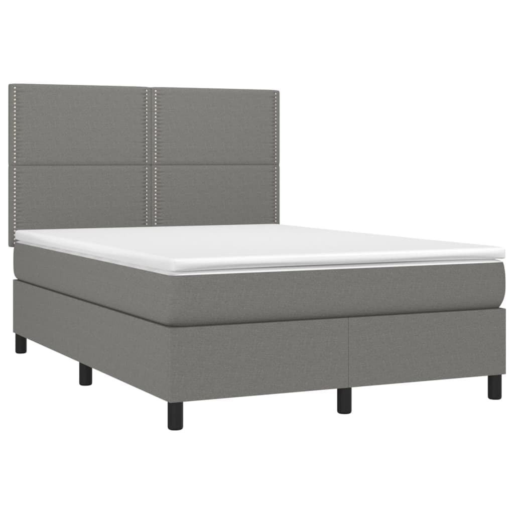 Cama con somier con colchón de 140 x 190 cm y colchón de muelles ensacados de dureza media y protector de colchón hipoalergénico