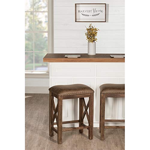 Hillsdale Furniture Willow Bend Stationary Backless Counter Height Stools, Set Of 2, Antique Brown Walnut #TOP1
