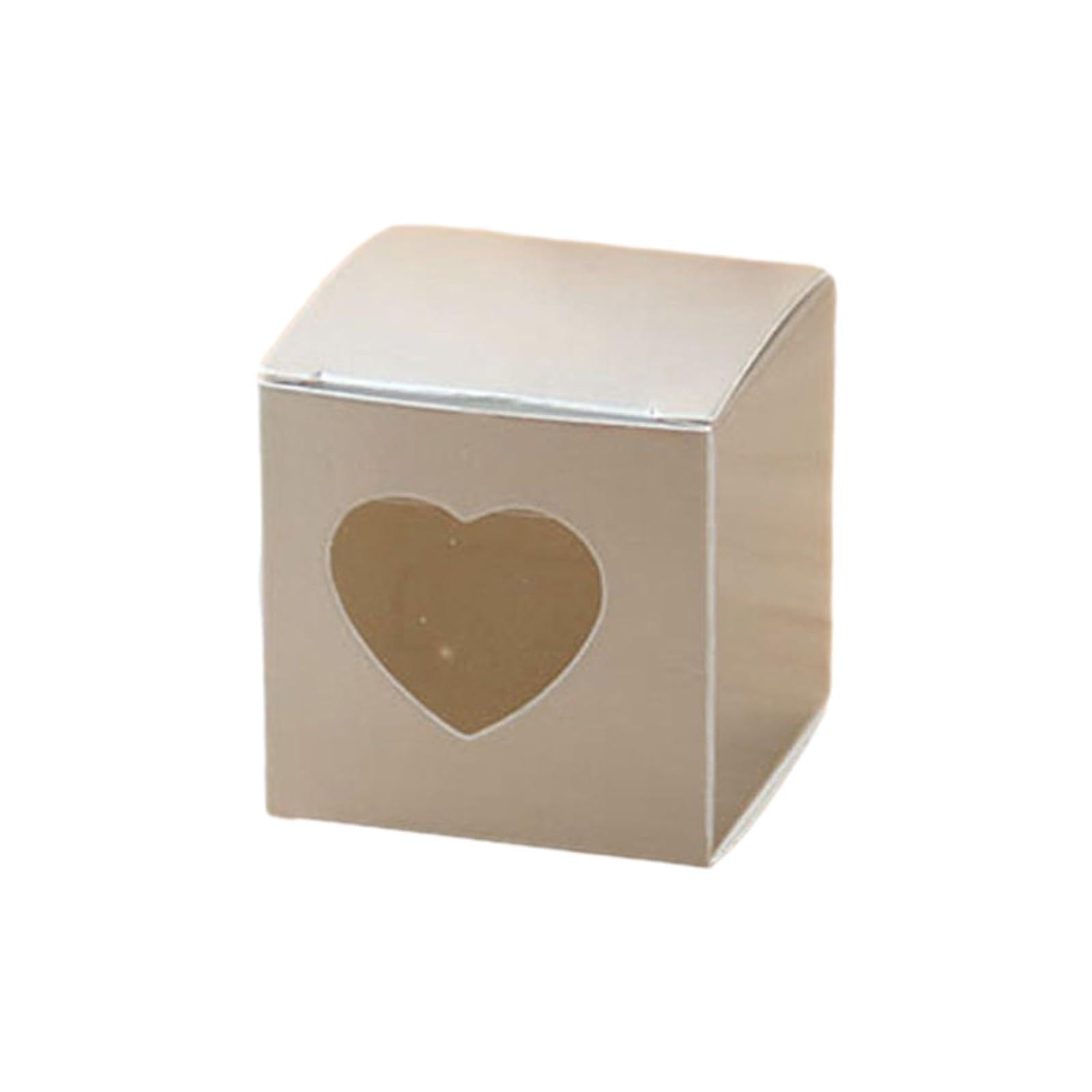 Tsophreniq 50Pieces Box Candy Boxes Cake Bakery Box with Heart Shape Window Christmas
