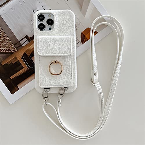 Housse cuir iPhone 11 blanc avec lanière pour voyager et faire du shopping