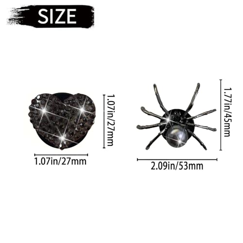 Image of 4 Pcs Black Bling Spider and Heart Car Air Fresheners Vent Clips Diffuser Vent Clip Rhinestone Diamond Decoration Car Interior Decor Cute Accessories for Women, Automotive Air Fresheners