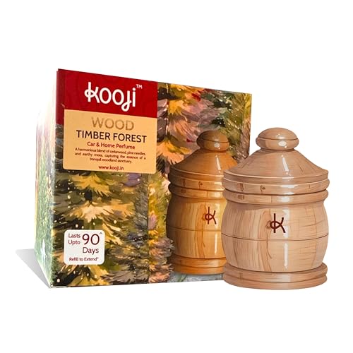 Image of Kooji Wood - Timber Forest Car & Home Perfume - 12ml | Premium Freshener - Cedarwood, Pine & Moss Notes - 100% Indian Ingredients - Long-Lasting Aroma - Up to 90 Days
