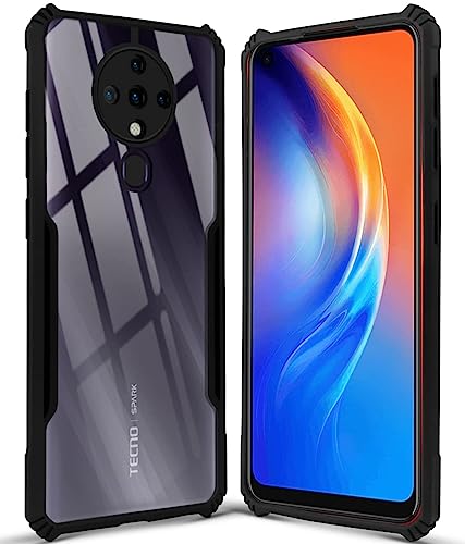 Image of Jkobi Back Cover Case for Tecno Spark 6 (Shockproof with Polycarbonate Clear Panel | Professional Black)