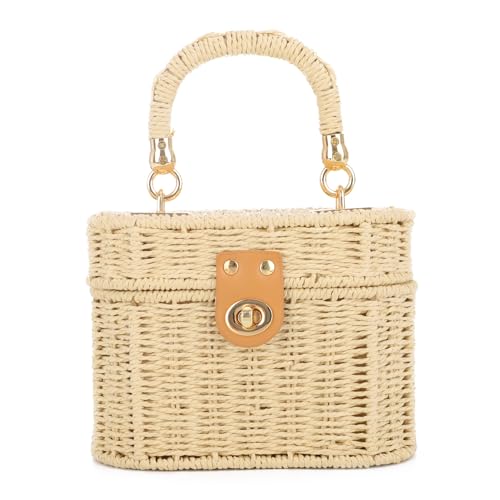 Sac vintage en paille tissée main esprit bohème de plage
