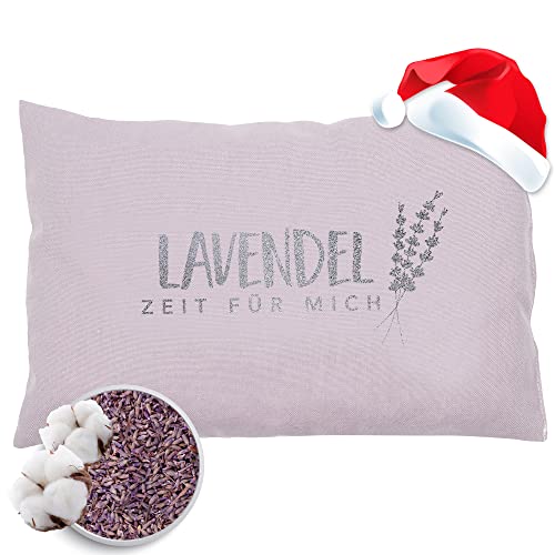 Herbalind Lavendelkissen Zeit für Mich 30x20 cm Schlafkissen mit Füllung - Duftkissen zum Schlafen, Oeko TEX 100% Baumwolle, Kräuterkissen mit...