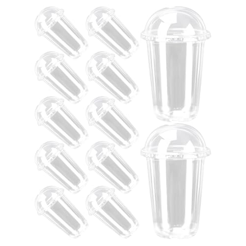 IWOWHERO 40個 蓋付き透明プラスチックカップ 軽量使い捨て 飲み物色が見える 便利な開口蓋付き レストランやカフェ対応多用途カップ