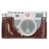 Bjhengxing La cámara de Alta Final Caso 1/4 de Pulgada de Rosca de la PU de la cámara del Cuero Fundación Case Mitad for Leica M9 (Negro) (Color : Coffee)