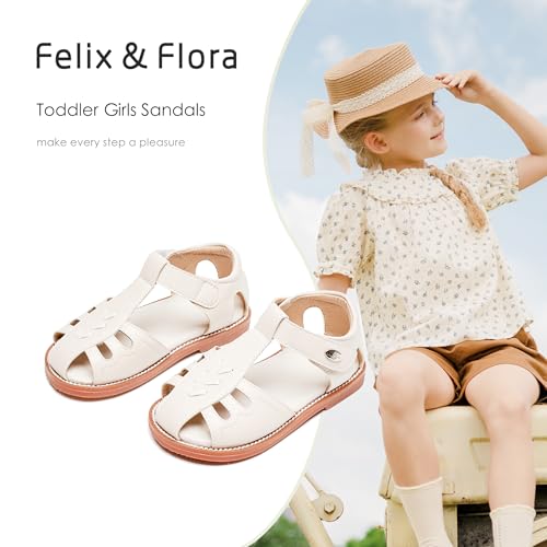 Image of Felix & Flora Toddler Girls Sandals Soft Rubber Princess Flat Shoes Flower Girl Shoes