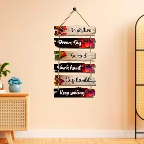 Image of EXPLEASIA Decorative Wall Hanging Wooden Art Decoration Item for Home Office Living Room Bedroom Decoration Items Home Decor Gift Items (Be Positive Dream Big)