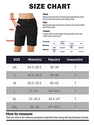 Hartpor Women's Hiking Cargo Shorts With 6 Pockets Lightweight Quick Dry Stretch Golf Shorts For Women Casual Summer 7" Black,M #TOP6