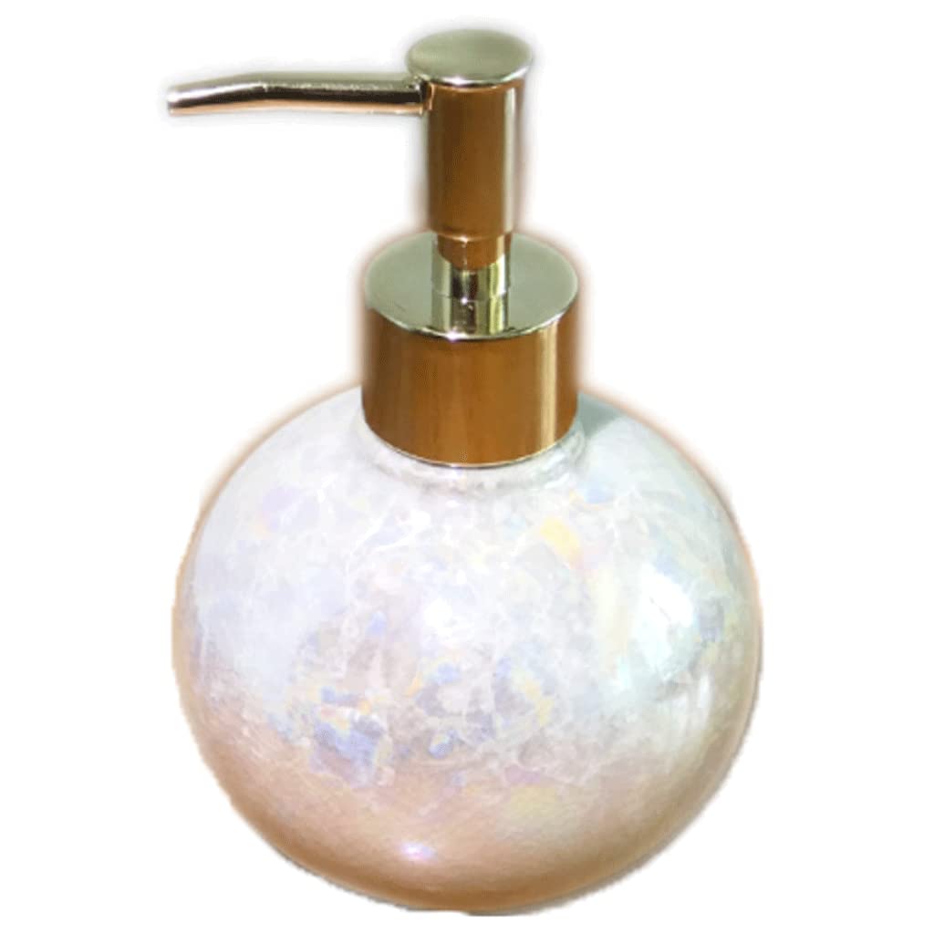 Dispensador de jabón, 250 ml/9 oz. Dispensador de jabón de Manos de cerámica con Esmalte craquelado. Dispensador de loción. Envase de cerámica Recargable. Botella con Bomba portátil.(15x9.5cm)