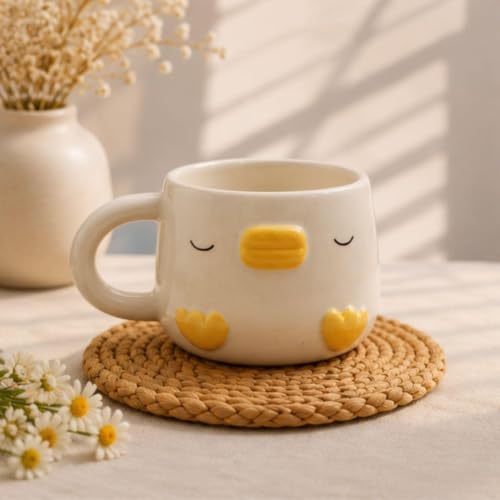 Image of Craftribal Ceramic Cute Duck Mug - 250 Coffee Mug | Cute Gifts for Girls, Boys, Kids, Friends | Perfect for Tea, Milk, Hot Chocolate & Beverages | Birthday, Anniversary & Gifting Pack of 1